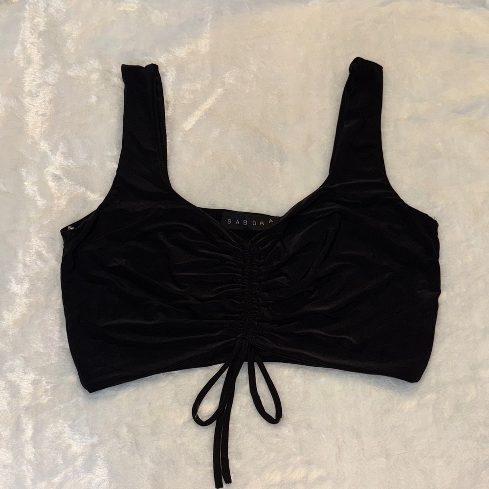 Sabora Black Ruched Crop Top